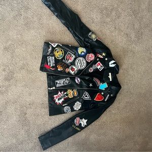 Leather Jacket with Patches